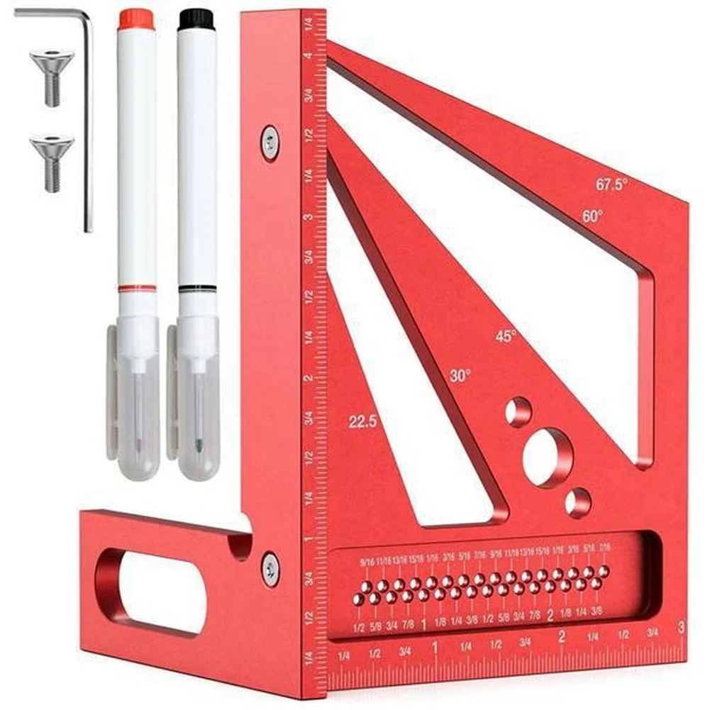 Workshop Marking Tools - Penggaris Pengukur Sudut Multi-Angle 3D Merah