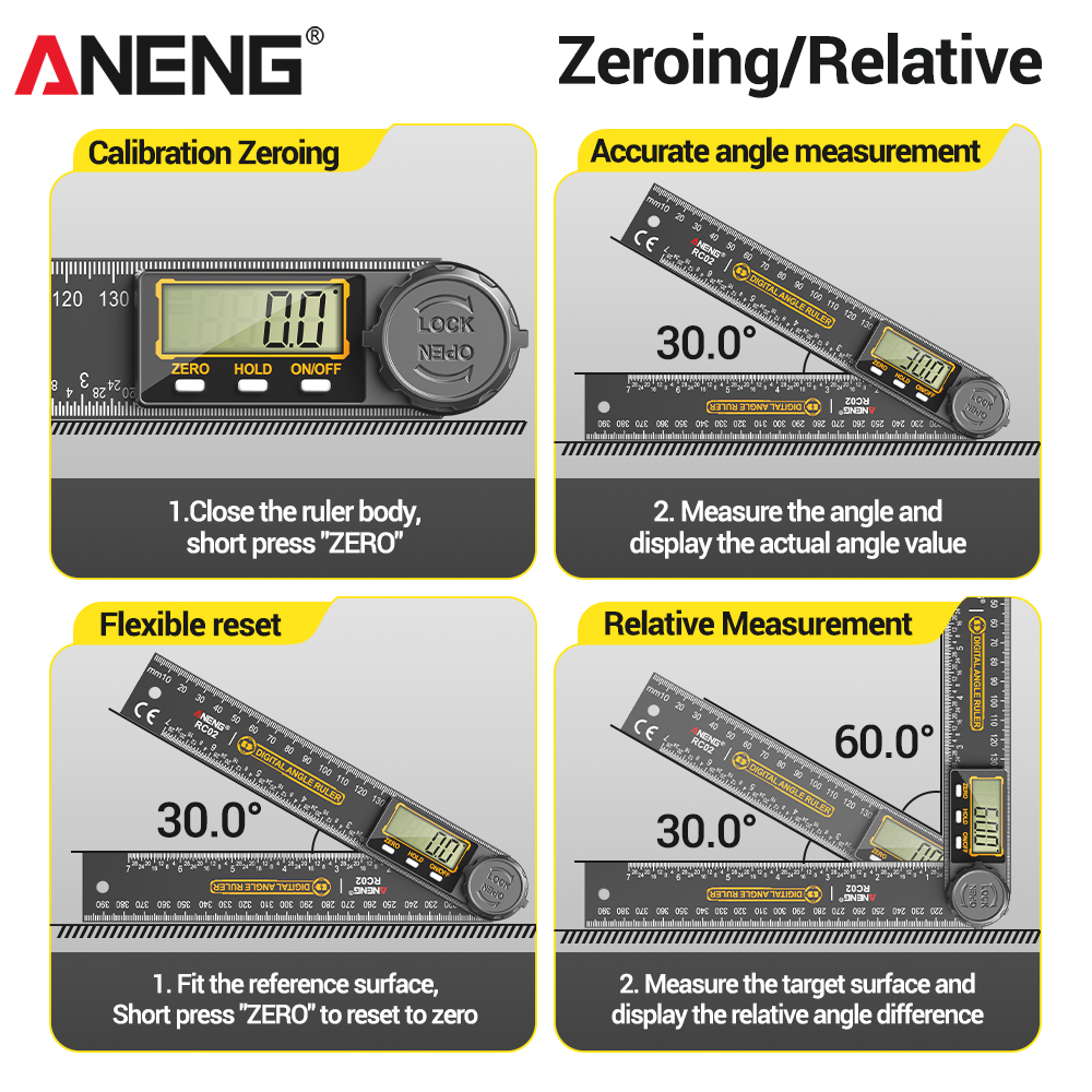 ANENG RC02 Penggaris Sudut Dig - Workshop Measuring Tools ulasan dan harga