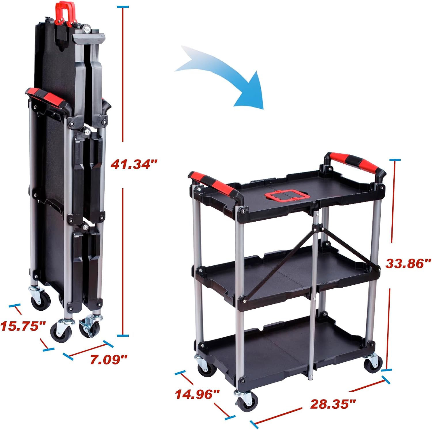 Troli Utilitas Lipat 3 Rak den - Workshop Tools And Equipment ulasan dan harga